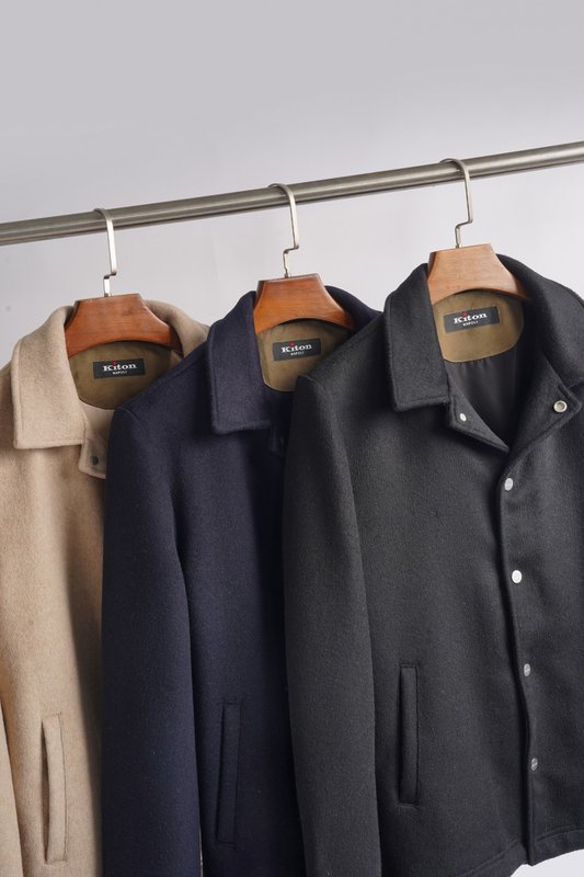 Kiton 울 캐시미어 혼방 남성 셔츠 자켓 001-216268