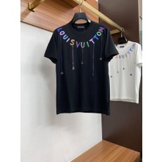 루이비통 남성 순면 핸드페인팅 로고 반팔 티셔츠 001-216323