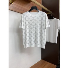루이비통 남성 심플 라운드 니트 반팔 티셔츠 001-216327