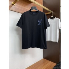 루이비통 남성 순면 와이드핏 라운드넥 반팔 티셔츠 001-216333