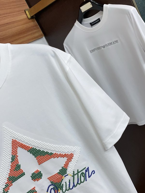 루이비통 남성 순면 라운드넥 반팔 티셔츠 001-216346