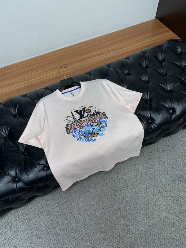 루이비통 남성 시어커 면 라운드넥 반팔 티셔츠 001-216356