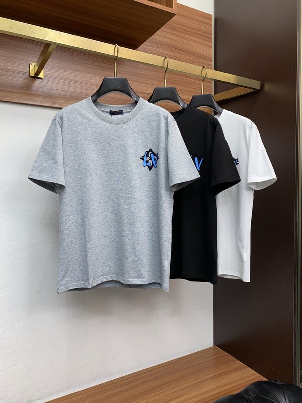 루이비통 남성 면 라운드넥 반팔 티셔츠 001-216372