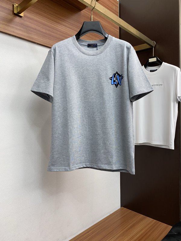 루이비통 남성 면 라운드넥 반팔 티셔츠 001-216372