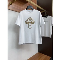 루이비통 남성 머서라이즈드 코튼 라운드 넥 반팔 티셔츠 001-216373