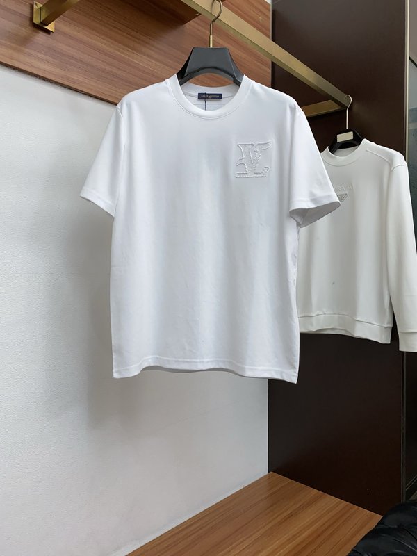루이비통 남성 순면 라운드넥 반팔 티셔츠 001-216388