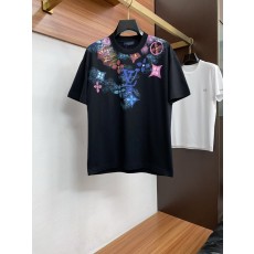루이비통 남성 순면 라운드넥 반팔 티셔츠 001-216394