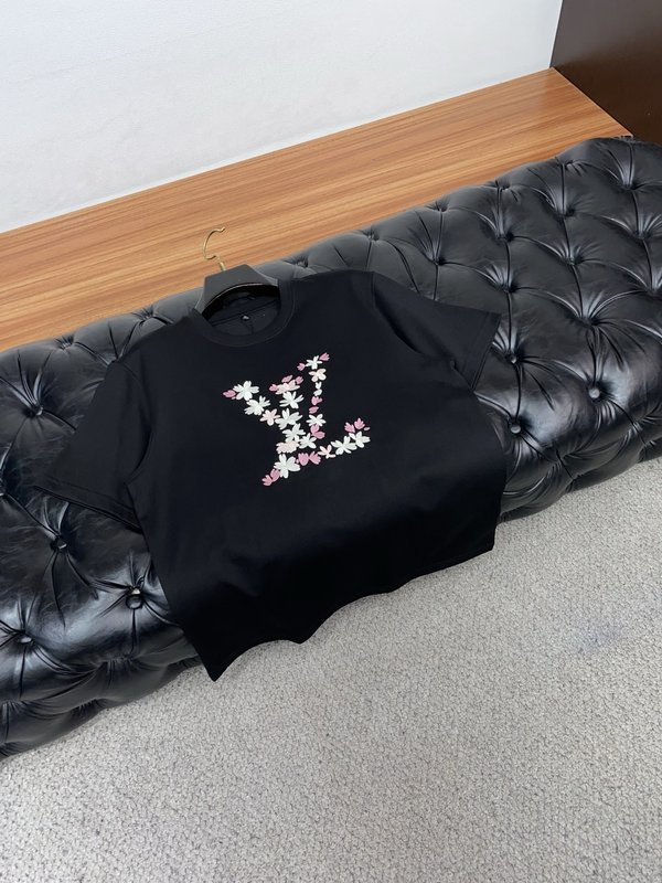 루이비통 남성 머서라이즈드 코튼 라운드넥 반팔 티셔츠 001-216399