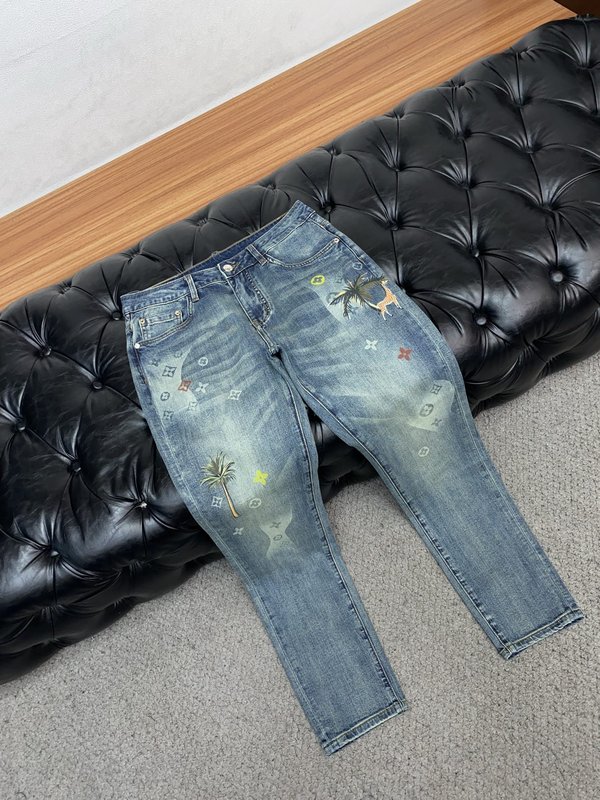 루이비통 남성용 고탄력 수입 데님 팬츠 001-216457