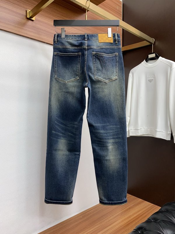 루이비통 남성 슬림 스트레이트 데님 팬츠 001-216475