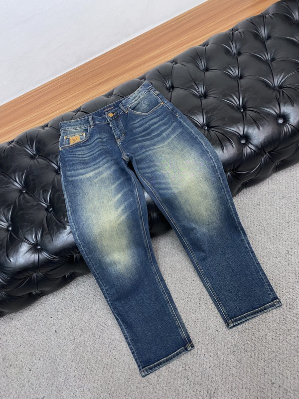 루이비통 남성 슬림 스트레이트 데님 팬츠 001-216475