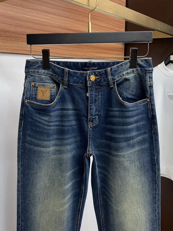 루이비통 남성 슬림 스트레이트 데님 팬츠 001-216475