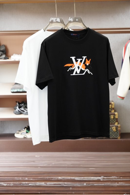 루이비통 남성 순면 라운드넥 반팔 티셔츠 001-216532
