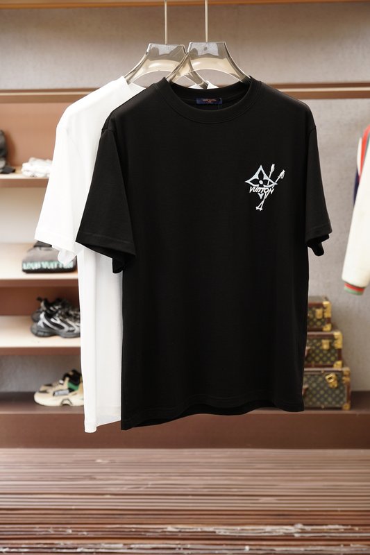 루이비통 남성 순면 라운드넥 반팔 티셔츠 001-216533