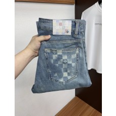 루이비통 남성 슬림핏 워싱 데님 캐주얼 팬츠 001-216555