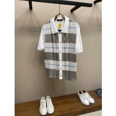 루이비통 자카드 체크 반팔 셔츠 001-216571