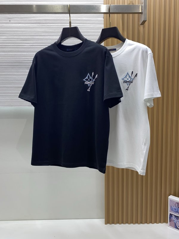 루이비통 남성 머서라이즈드 코튼 반팔 티셔츠 001-216577