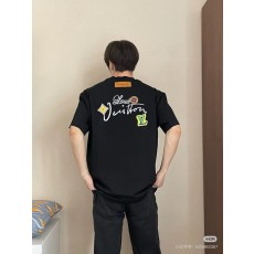 루이비통 크리에이티브 자수 라운드넥 반팔 티셔츠 001-216707