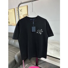 루이비통 진주 로고 자수 면 반팔 티셔츠 001-216795