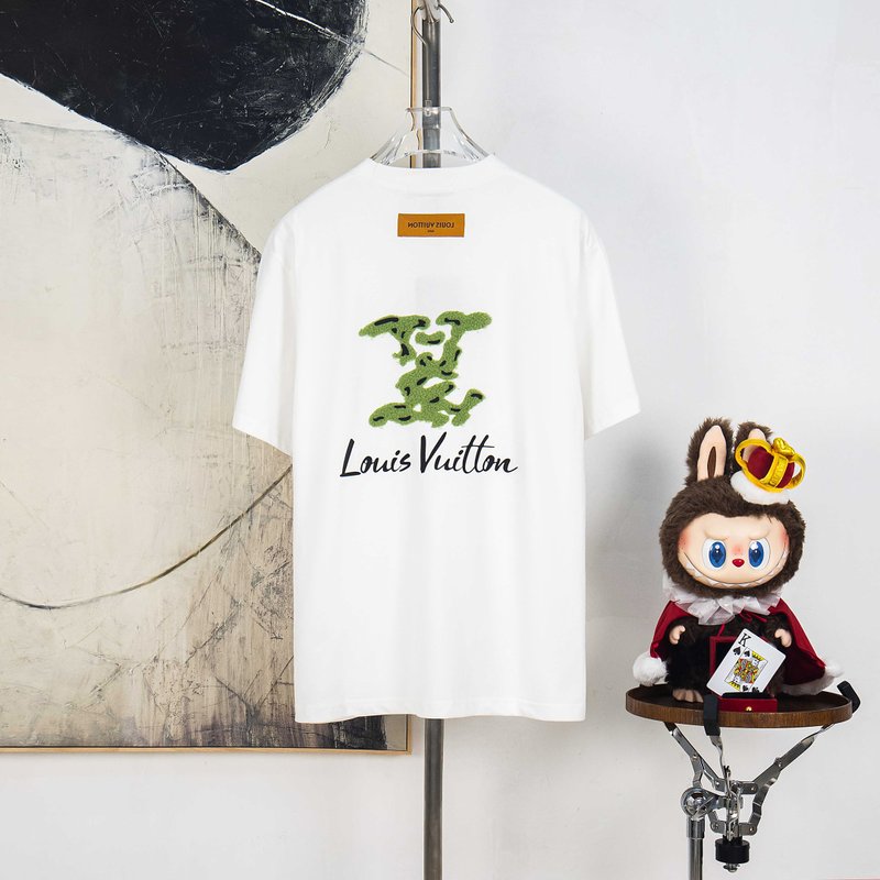 루이비통 클래식 플로킹 라운드넥 반팔 티셔츠 001-216804