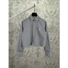 셀린 VICHY 체크 자수 숏 셔츠 001-216990