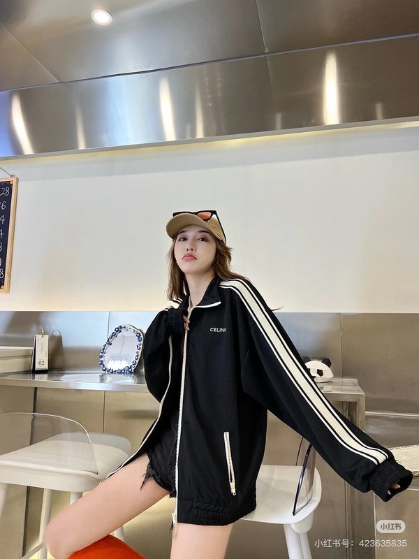 셀린 로고 자수 스탠드 칼라 자켓 001-217006