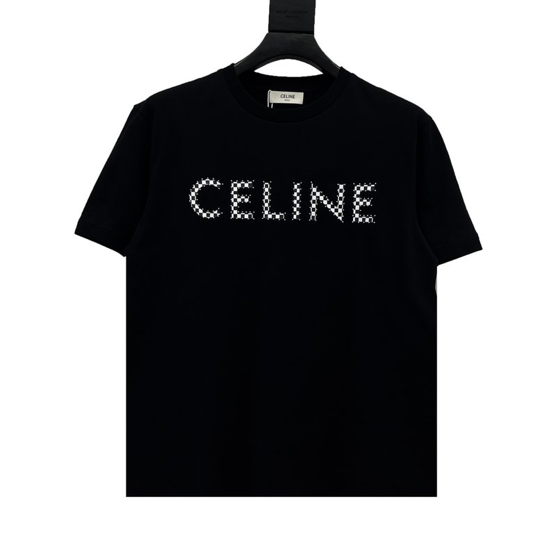 셀린 리벳 체커보드 로고 프린트 반팔 티셔츠 001-217187