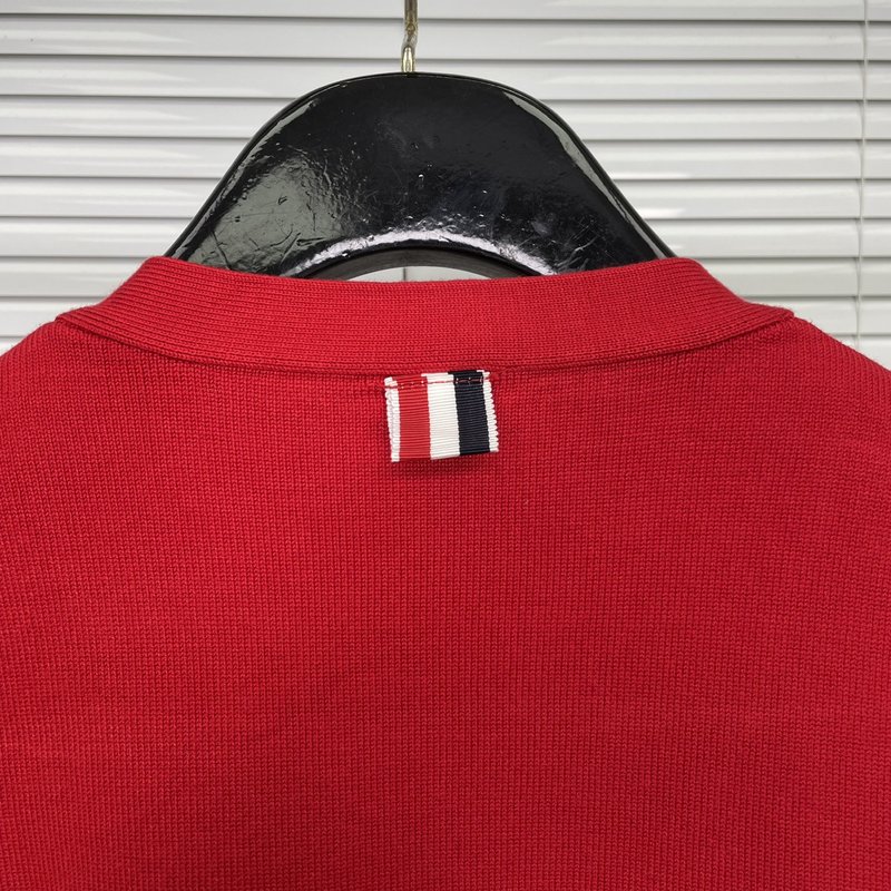 톰브라운 레드 4 바 니트 카디건 001-217323