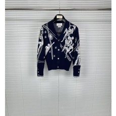 톰브라운 칼라 포인트 자카드 V 니트 가디건 001-217399