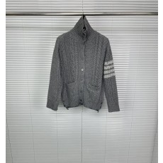 톰브라운 회색 케이블 니트 카라 울 가디건 001-217580