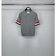 톰브라운 레드 화이트 블루 스트라이프 니트 반팔 001-217594