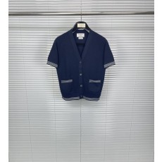 톰브라운 와플 스트라이프 V 넥 반팔 티셔츠 001-217738