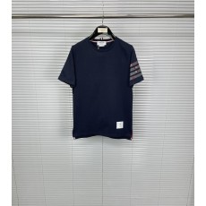 톰브라운 장미 자수 스트라이프 순면 반팔 티셔츠 001-217778