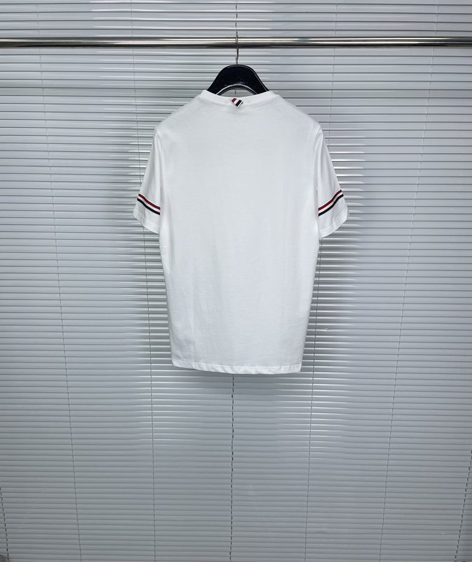 톰브라운 양쪽 소매 스트라이프 라운드넥 면 티셔츠 001-217833