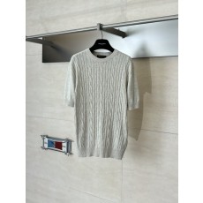 로로피아나 케이블 니트 라운드넥 반팔 티셔츠 001-217899