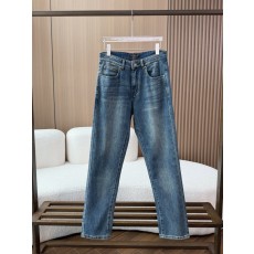 로로피아나 남성 워싱 블루 슬림 스트레이트 데님 팬츠 001-218045