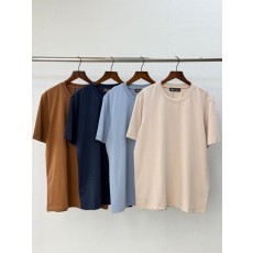 로로피아나 실크 혼방 라운드 넥 티셔츠 001-218124