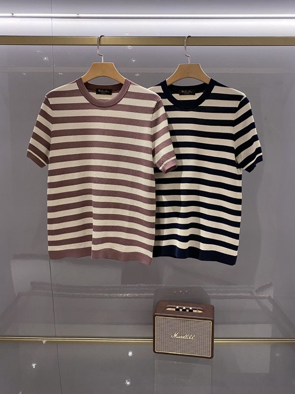 로로피아나 남성 스트라이프 라운드 티셔츠 001-218144