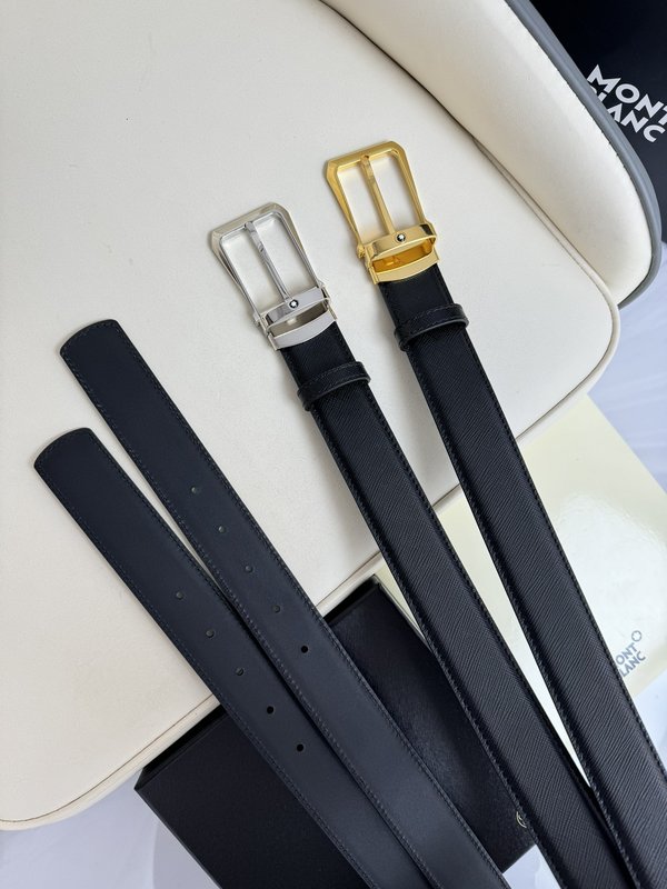 몽블랑 3.5cm 소 가죽 핀 버클 비즈니스 벨트 001-219452