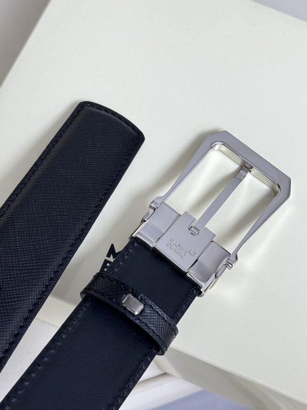 몽블랑 3.5cm 폭 소 가죽 핀 버클 벨트 001-219453