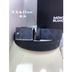 몽블랑 3.5cm 첫층 소가죽 핀 버클 비즈니스 벨트 001-219476