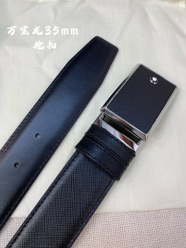 몽블랑 3.5cm 천연 소 가죽 핀 버클 비즈니스 벨트 001-219488