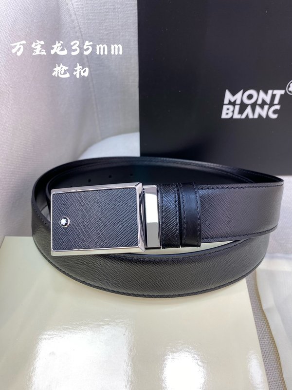 몽블랑 3.5cm 천연 소 가죽 핀 버클 비즈니스 벨트 001-219488