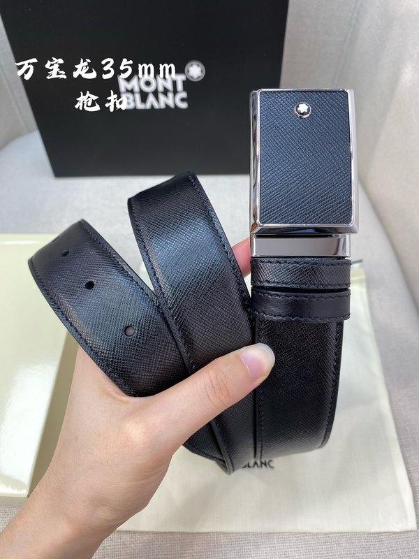 몽블랑 3.5cm 천연 소 가죽 핀 버클 비즈니스 벨트 001-219488