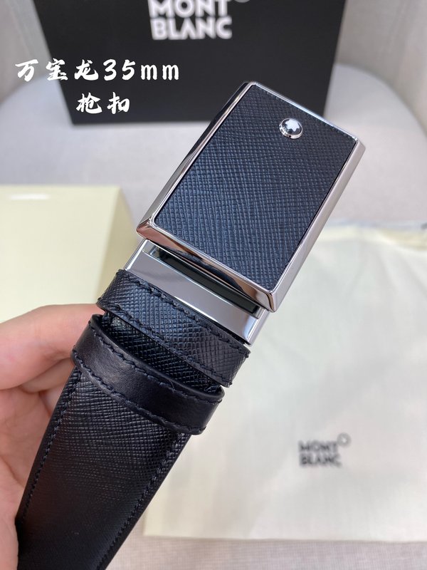 몽블랑 3.5cm 천연 소 가죽 핀 버클 비즈니스 벨트 001-219488