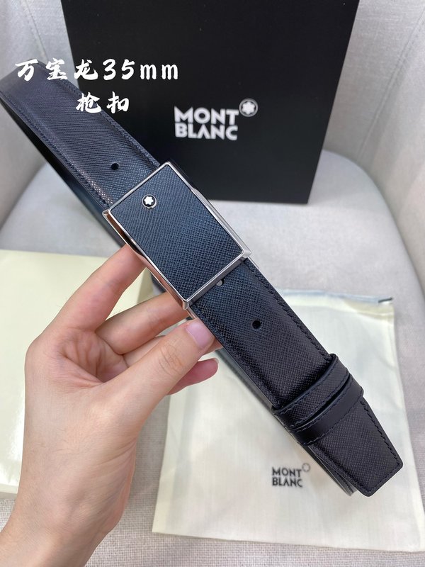몽블랑 3.5cm 천연 소 가죽 핀 버클 비즈니스 벨트 001-219488