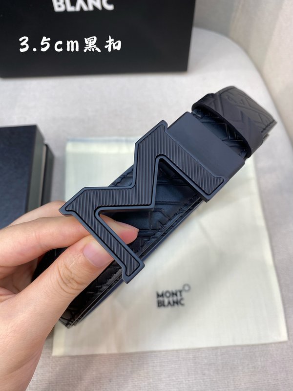몽블랑 3.5cm 폭 천연 소 가죽 핀 버클 벨트 001-219493