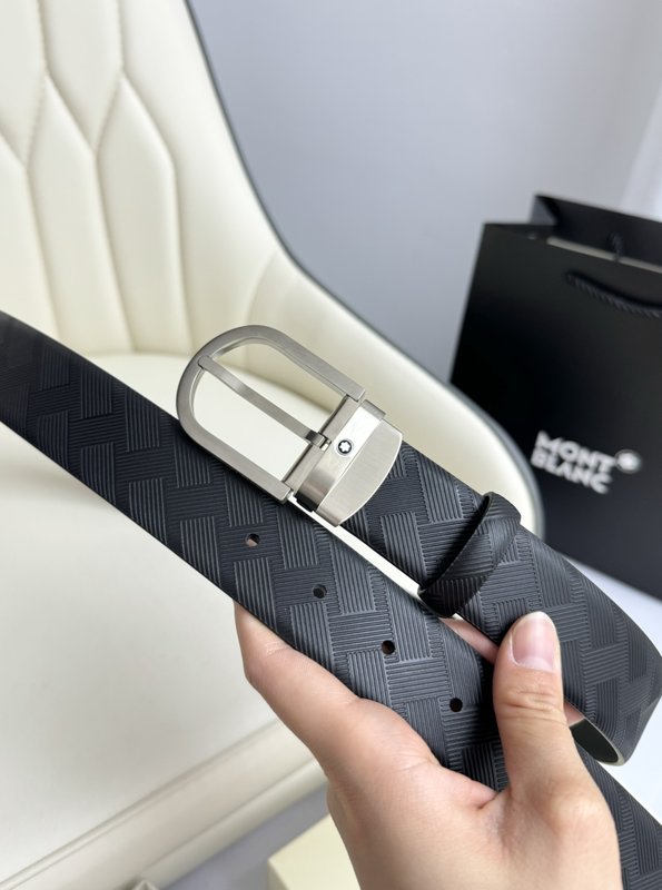 몽블랑 첫 번째 레이어 소 가죽 핀 버클 비즈니스 벨트 001-219504