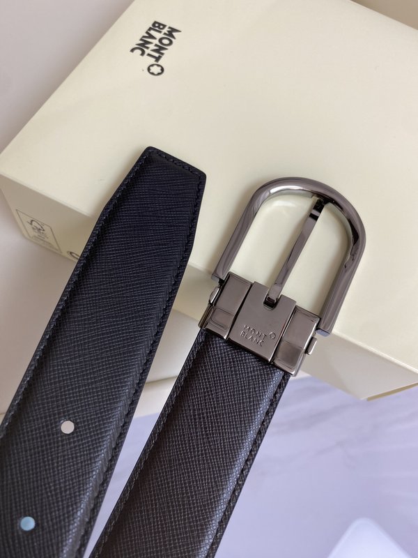 몽블랑 3.5cm 소 가죽 핀 버클 비즈니스 벨트 001-219525