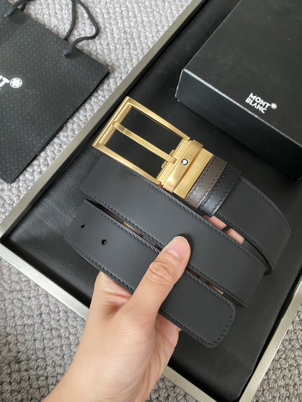 몽블랑 블랙 골드 버클 조절식 벨트 001-219532